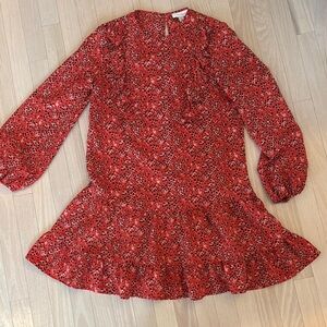 Floral Red Kids Dress